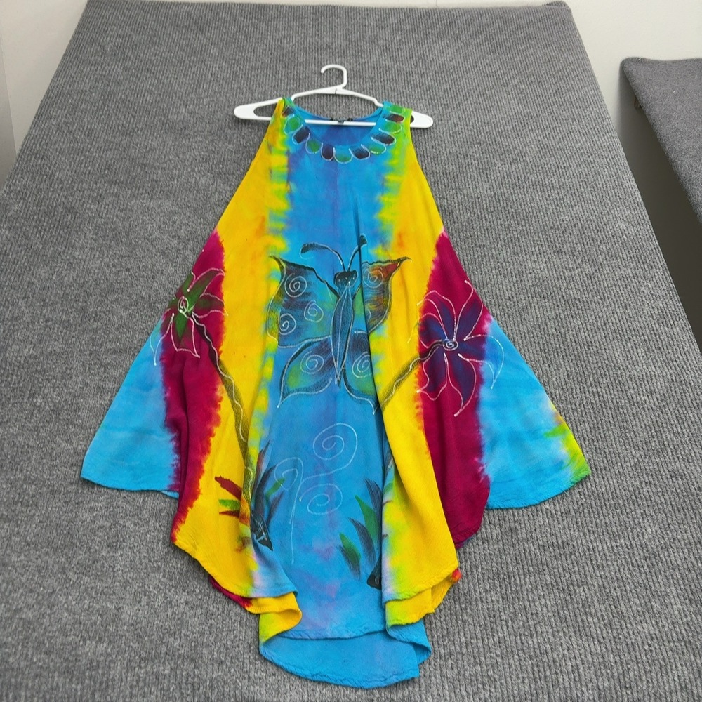 Look at me Dress Womens Free Size Multicolor Rayon Butterfly Tie Dye Boho Style